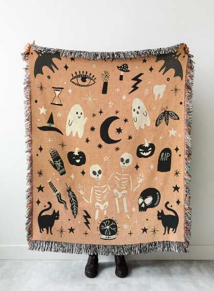 Cute Cotton Woven Halloween Blanket