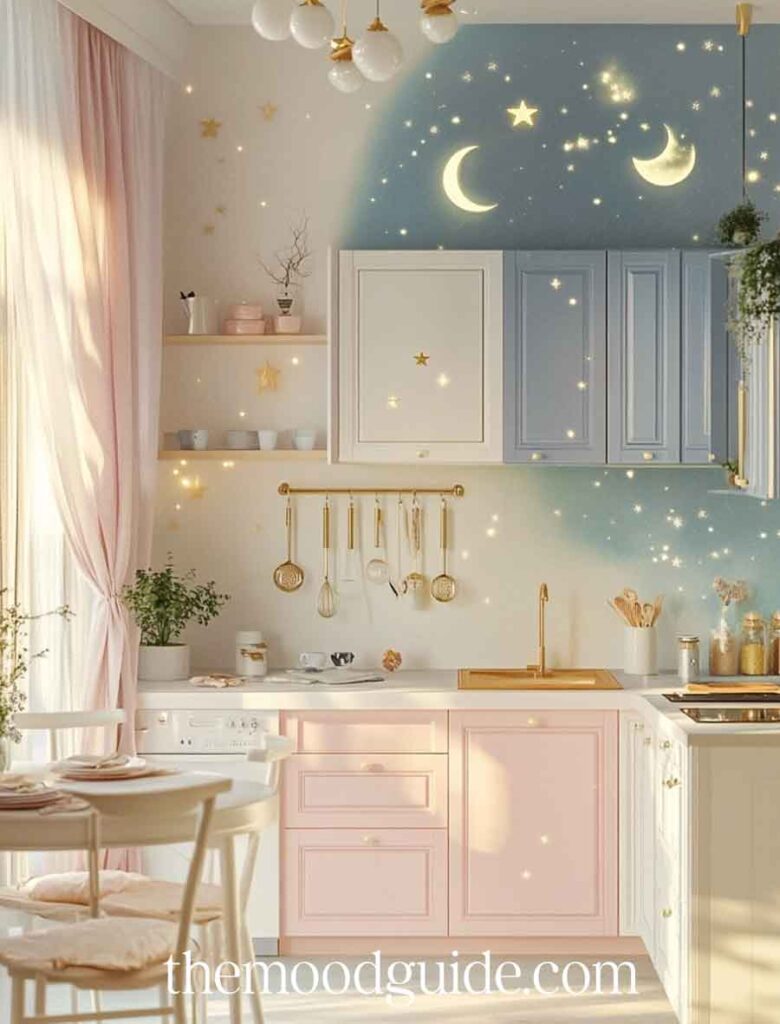 cute celestial pastel witchy kitchen