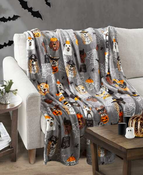 Halloween Dogs Throw Blanket