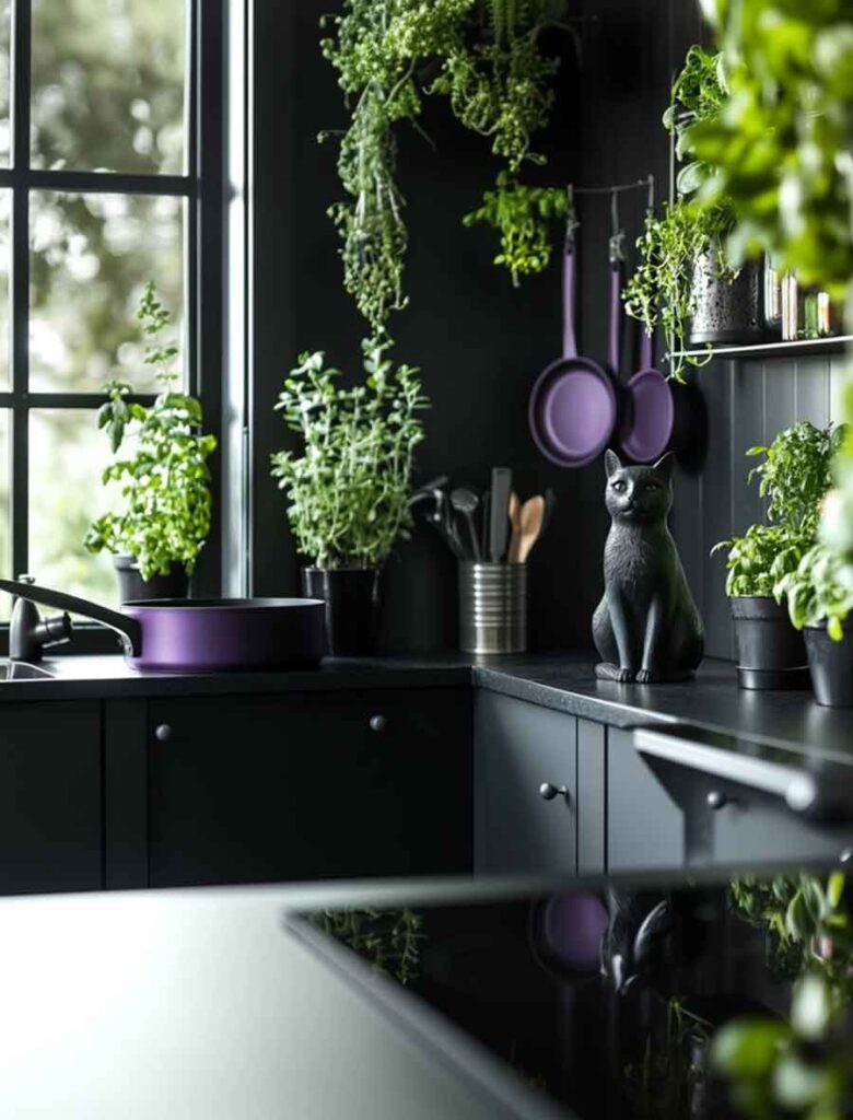 all black witchy kitchen