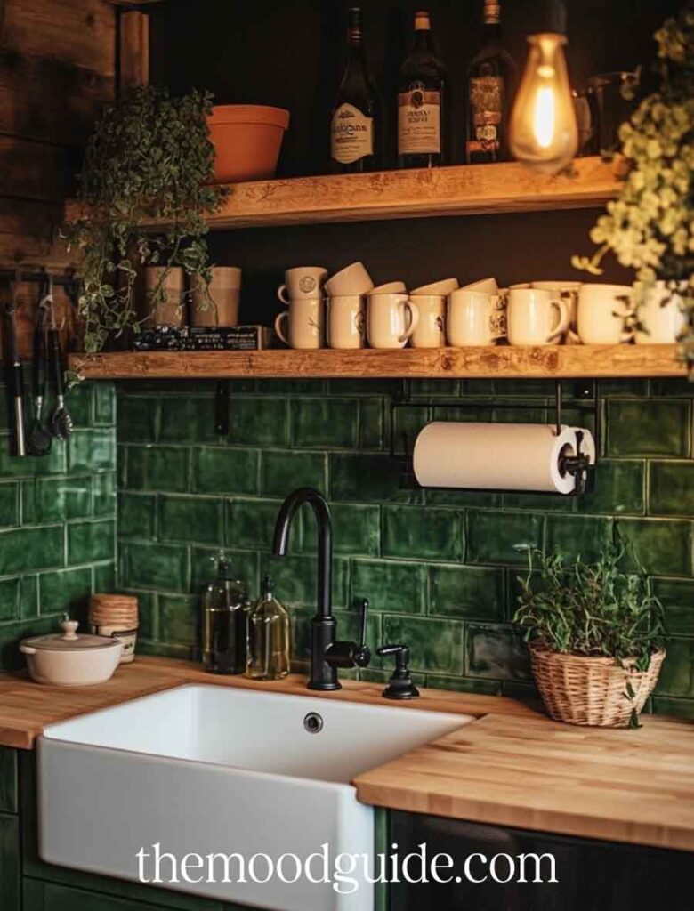 green rustic witch kitchen