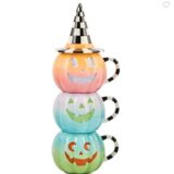 Trick or Treat Lidded Pumpkin Mug Tower (Set of 3)