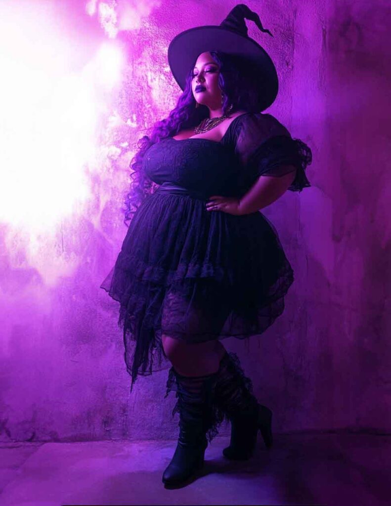 cute black easy diy plus size witch costume on black woman