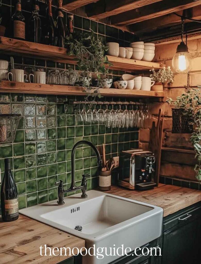 small rustic witch kitchen green