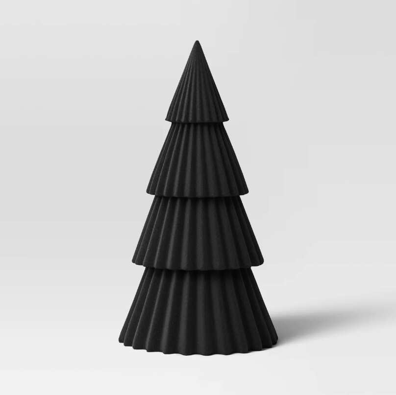 Black Flocked Christmas Tree Figurine