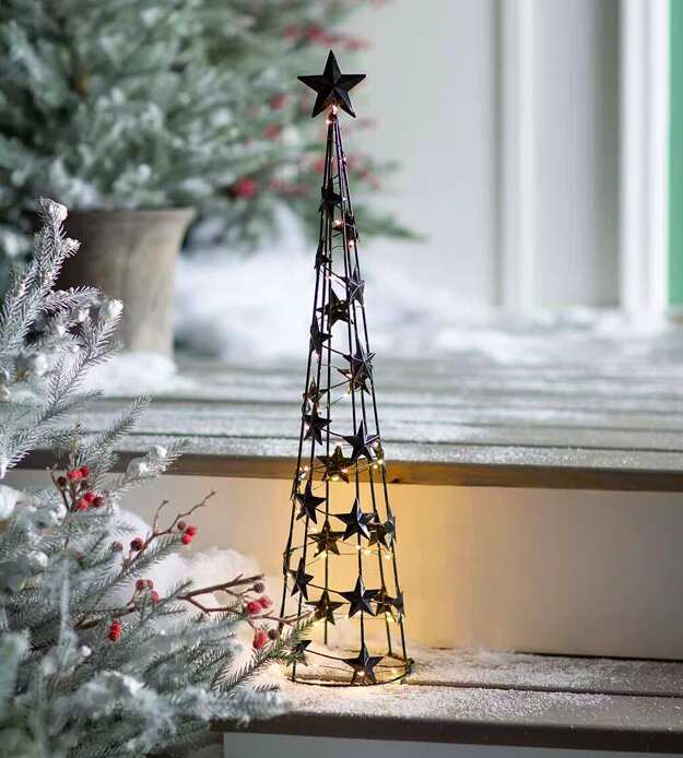 Black Metal Christmas Tree with Stars