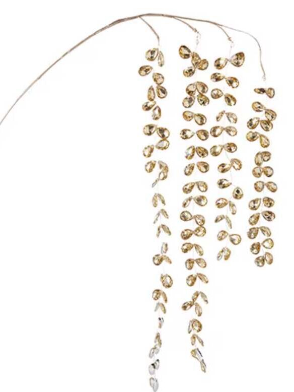 Gold Crystals Dripping Branch Christmas Spray