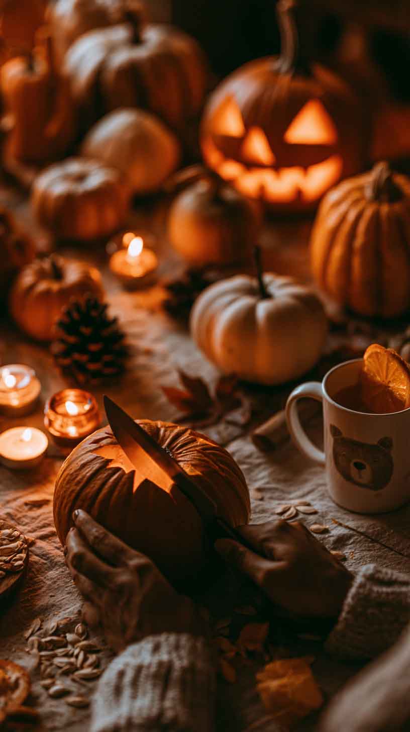 orange pumpking halloween aesthetic wallpaper