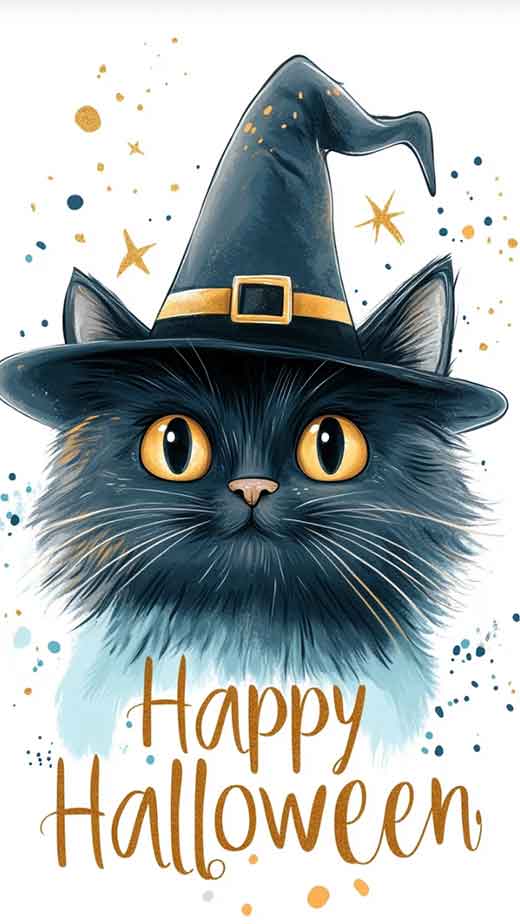 black cat happy halloween witchy wallpaper for iphone