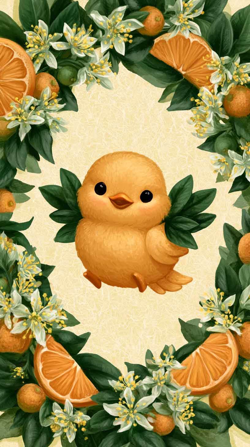 cute orange spring summe phone background