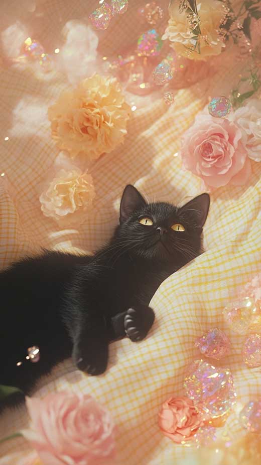 cute aesthetic black cat wallpaper for iphone