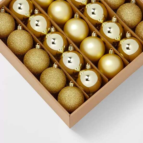 50ct Shatterproof Gold Christmas Bauble ORnaments