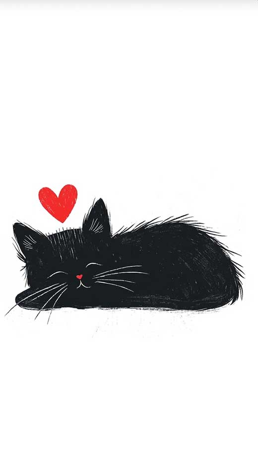 cute minimal black cat wallpaper for iphone