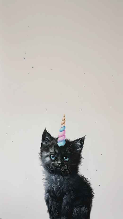 cute black cat unicorn wallpaper for iphone