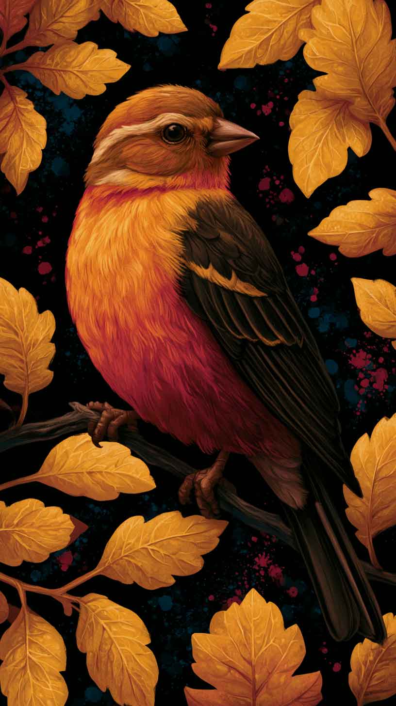 cute orange and black bird wallpaper iphone