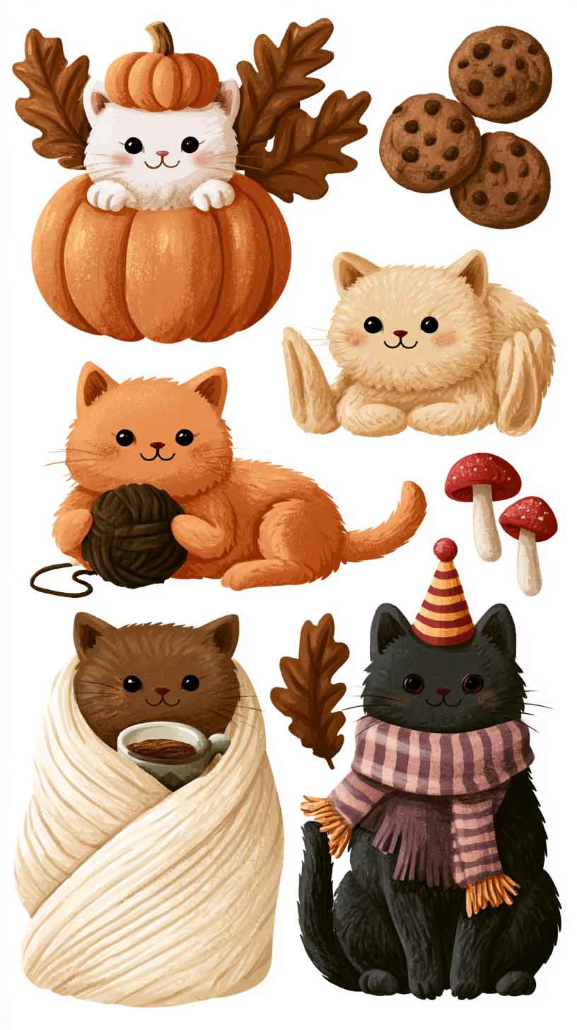cute orange cat fall aesthetic wallpaper iphone