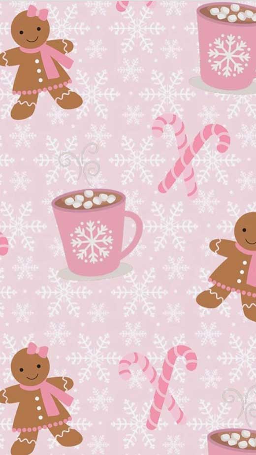pink snowflake Christmas gingerbread wallpaper Iphone