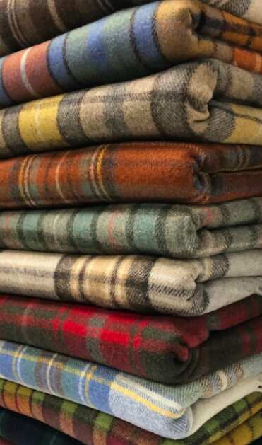 Recycled Wool Plaid Tartan Throw Blankets
