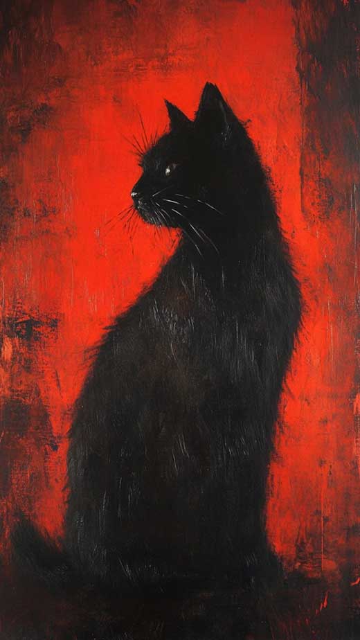 dark black cat wallpaper with red background