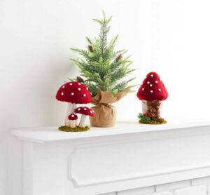 Red Felt Mushroom Christmas Decor