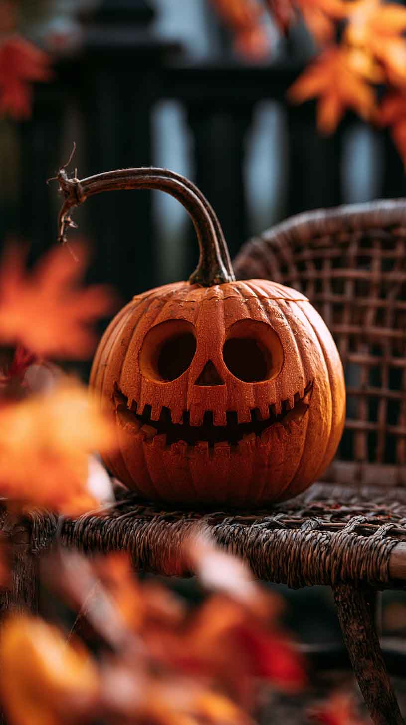 carved pumpkin orange wallpaper