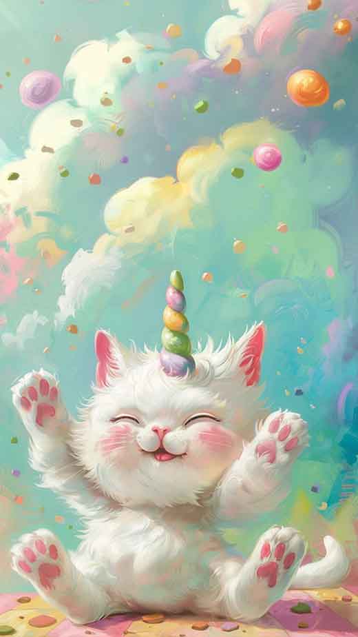 pastel cute cat unicorn wallpaper for iphone