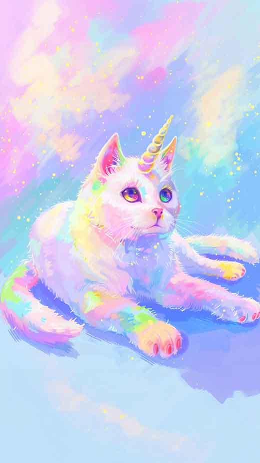 pastel cute cat unicorn wallpaper for iphone