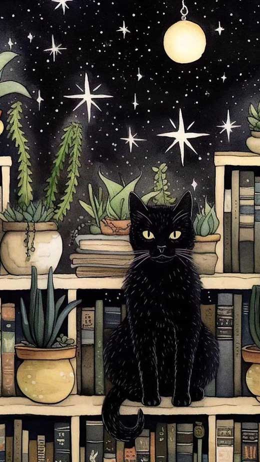 witchy cat wallpaper
