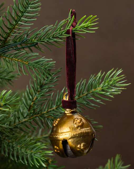 Rustic Chic Antique Brass Bell Ornament