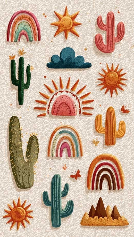 cactus western boho wallpaper