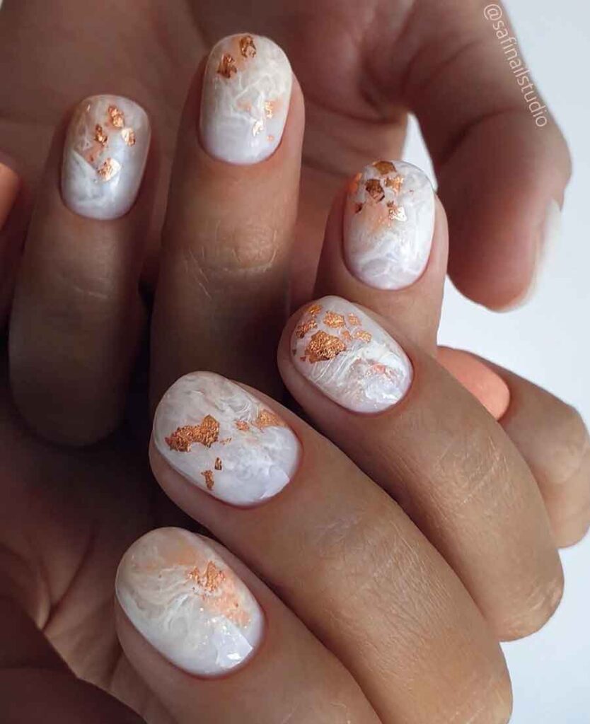 white nail marble copper foil