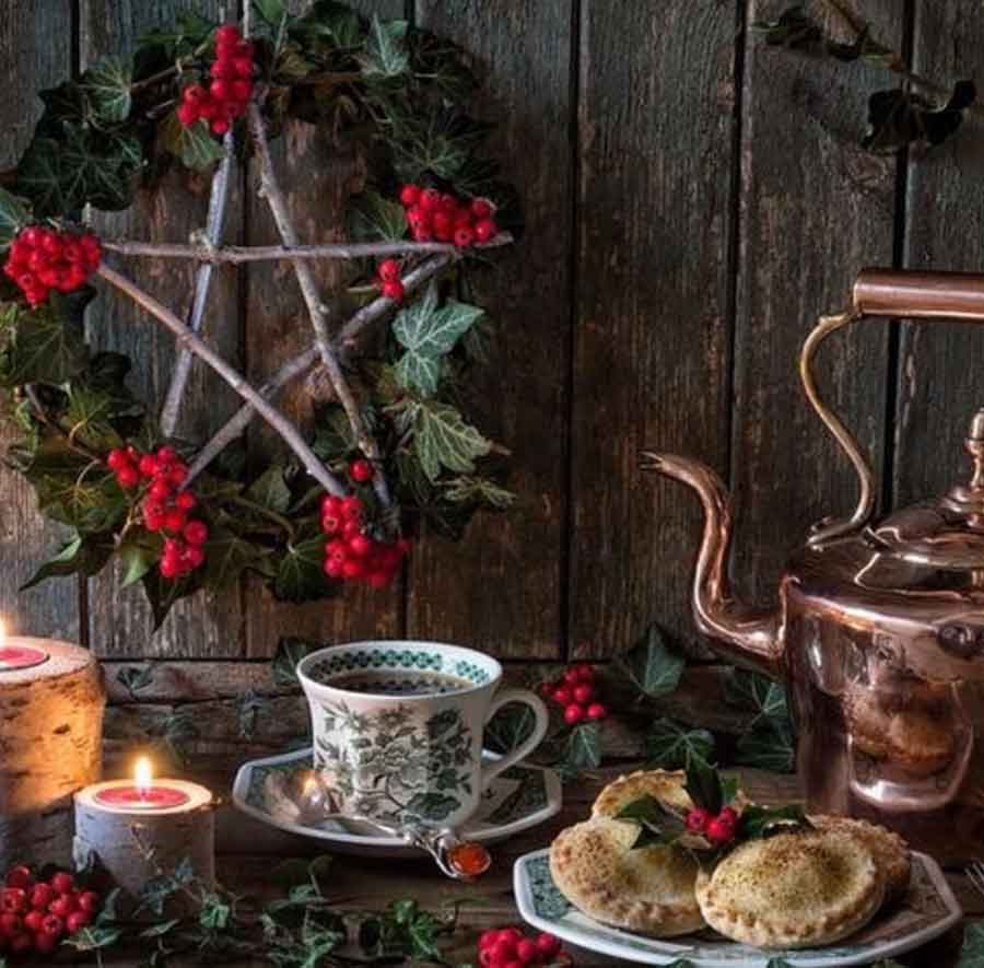 witchy christmas decor rustic yule pentacle