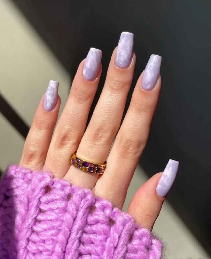 light purple marble nails