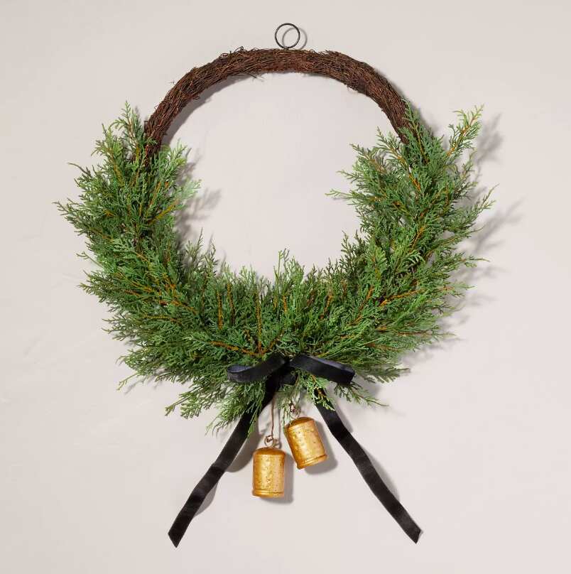 Minimalist Farmhouse Christmas Wreath with Bells