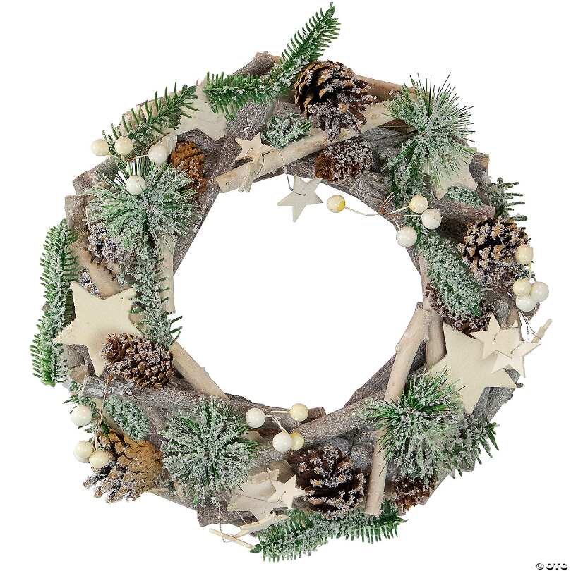 Rustic Branches, Stars & Pinecones Christmas Wreath