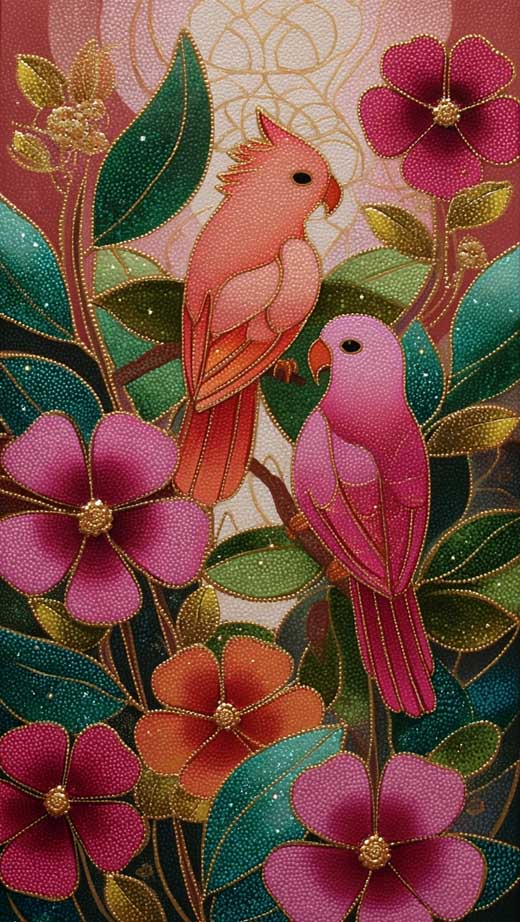 floral summer calopsita birds wallpaper for iphone