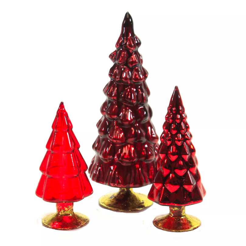 Cody Foster Red Glass Christmas Tree Decor, Set of 3