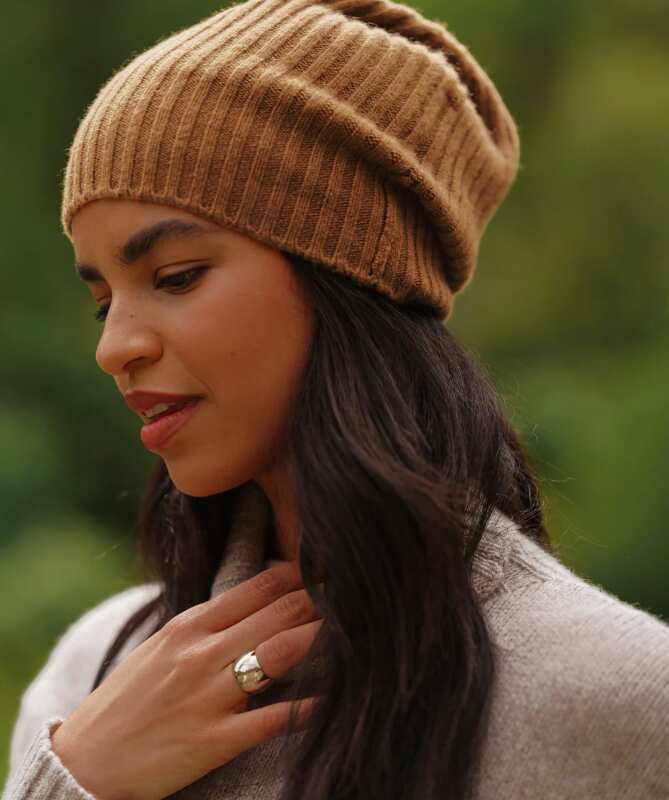 Slouchy Ribbed Cashmere Beanies