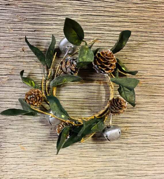 Tiny Rustic Christmas Wreath For Pillar Candle 
