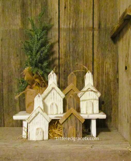 Rustic Wood Church Christmas Ornament