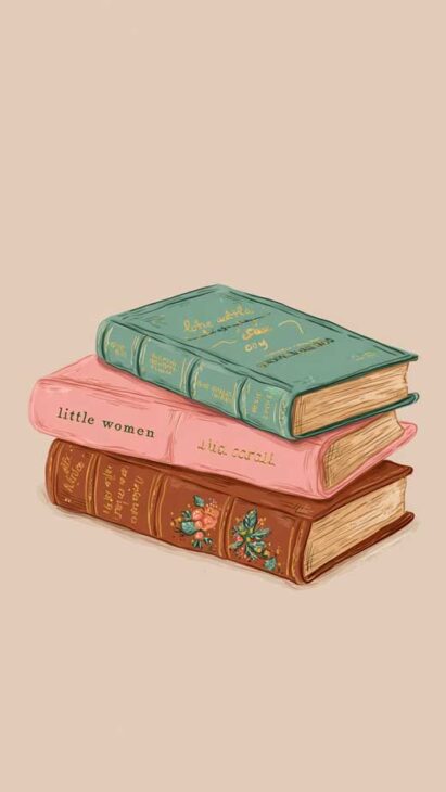 cute book lover phone background
