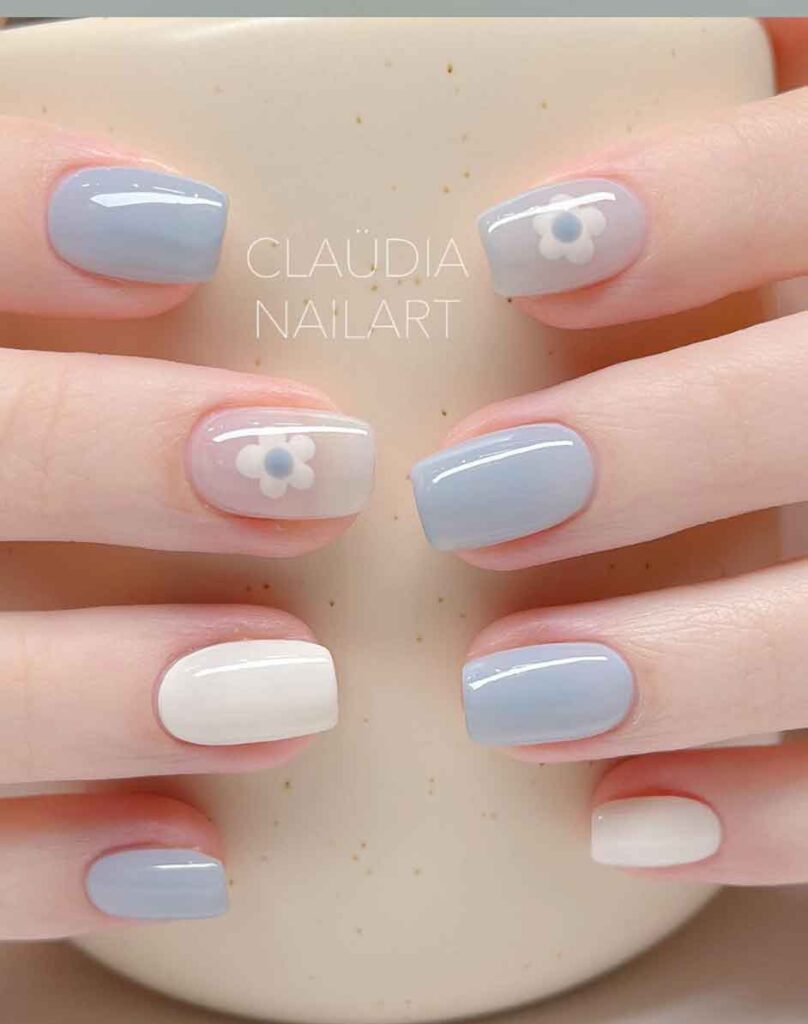 cute simple light blue nail design