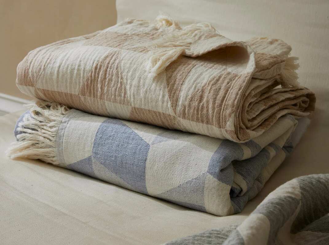 Fringed Organic Cotton Matelassé Throw Blanket