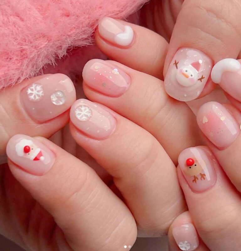 cute short christmas nail art