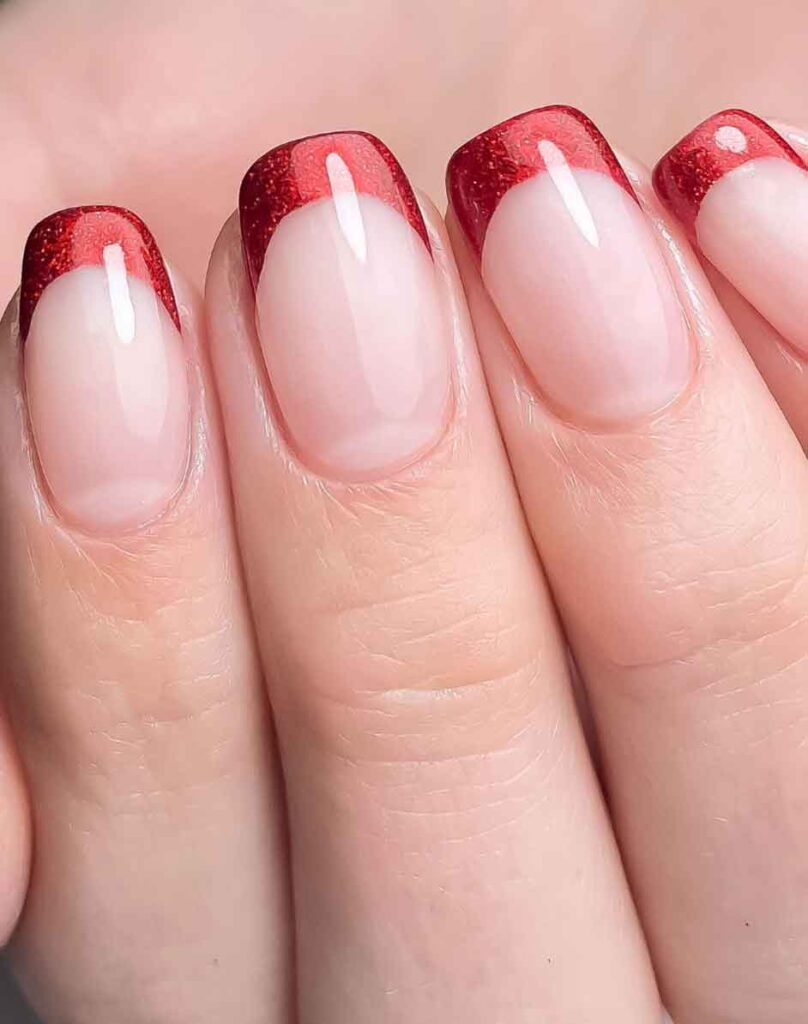 cute red minimal simple easy christmas nails