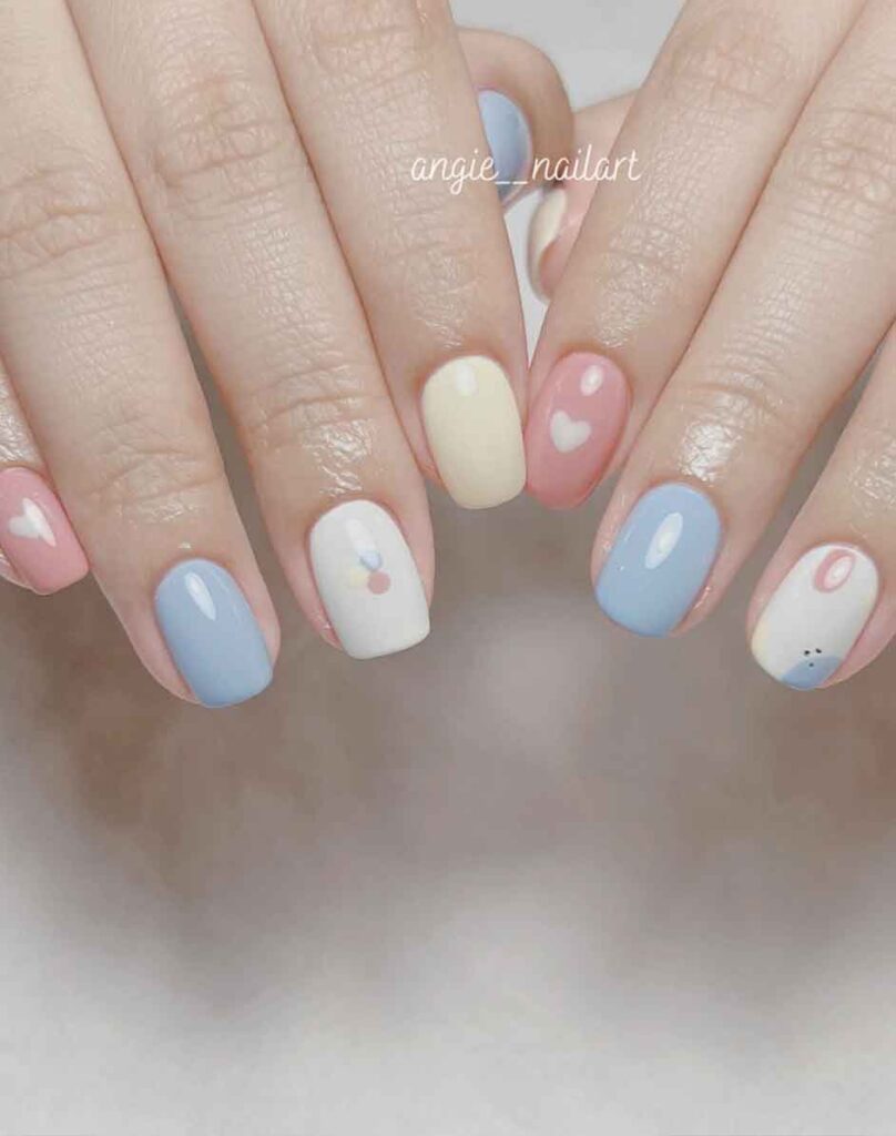 cute simple short pastel nail design