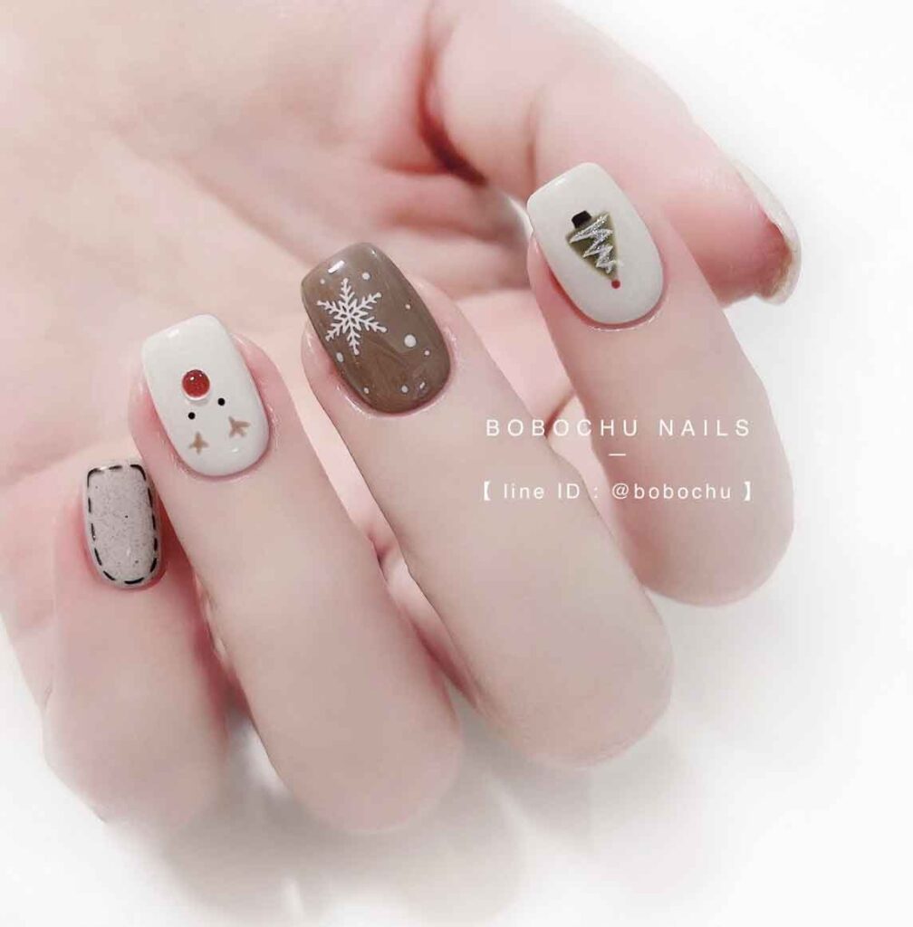 cute simple korean xmas nail art