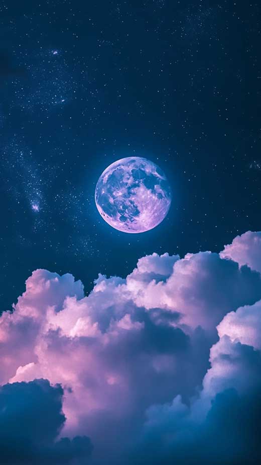 dark blue moon and purple clouds wallpaper for iphone