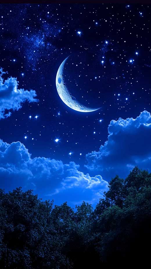 dark blue sky with moon wallpaper