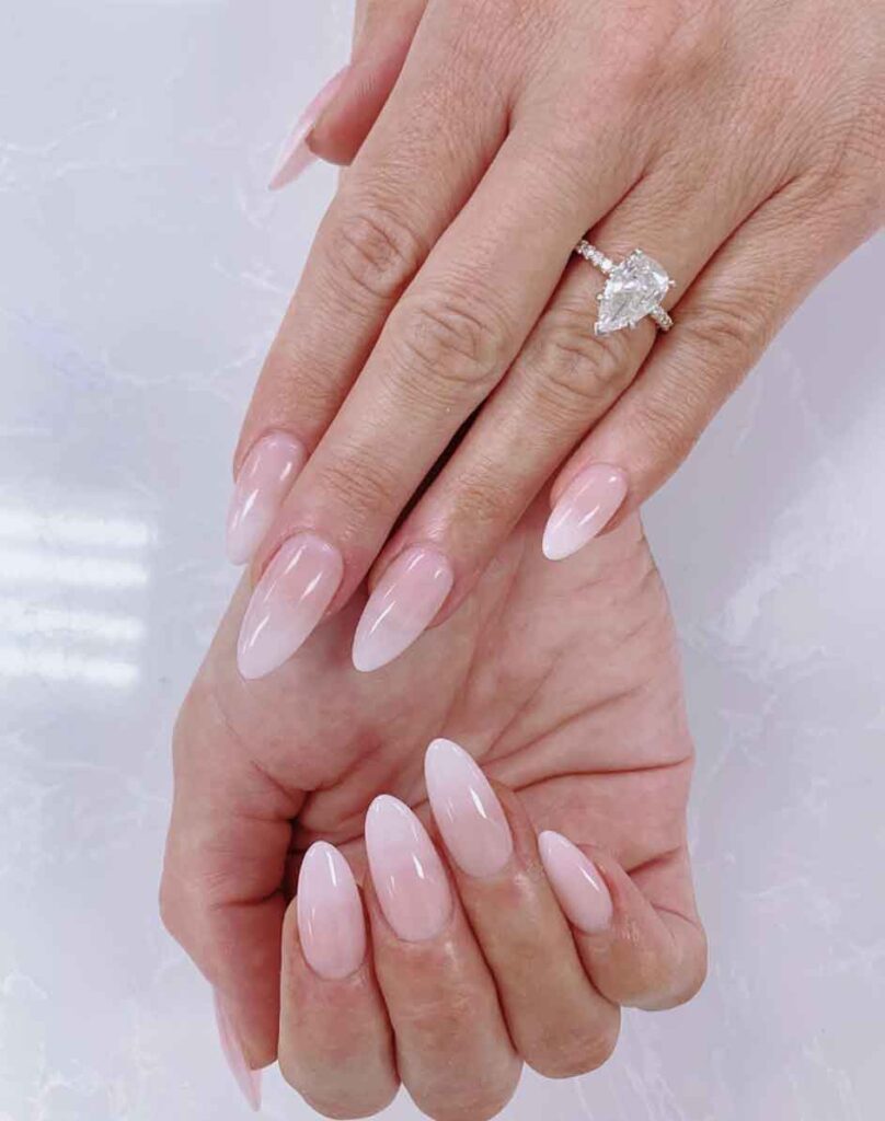 white to nude ombre nails wedding manicure